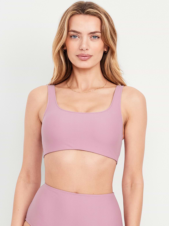 Matte Scoop-Neck Bikini Swim Top