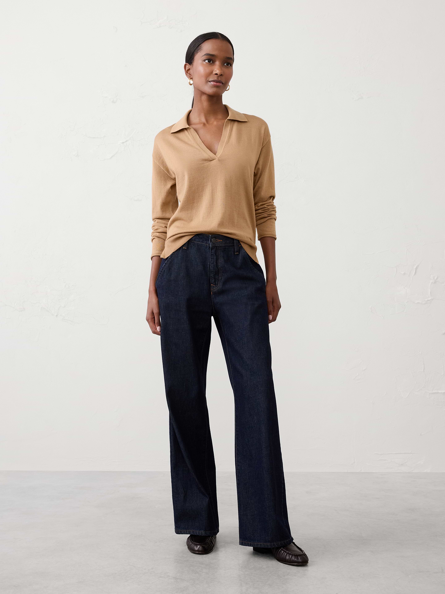 Image number 1 showing, Merino Wool Johnny-Collar Sweater