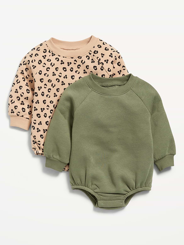 Long-Sleeve Fleece One-Piece Romper 2-Pack for Baby