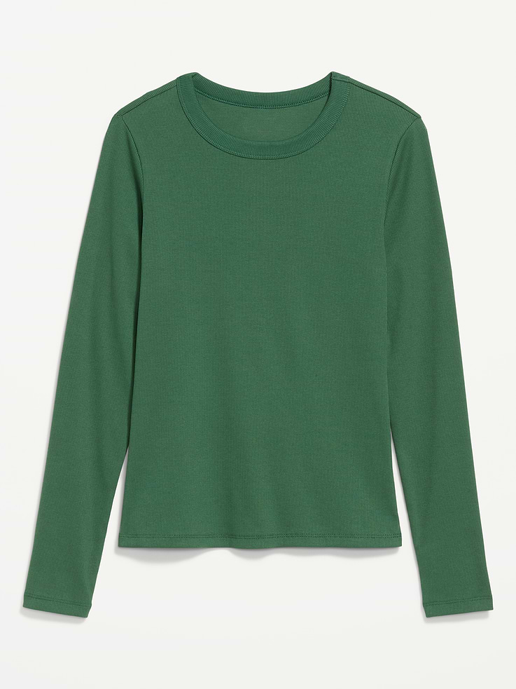 L'image numéro 8 présente T-shirt ajusté à col rond et à manches longues