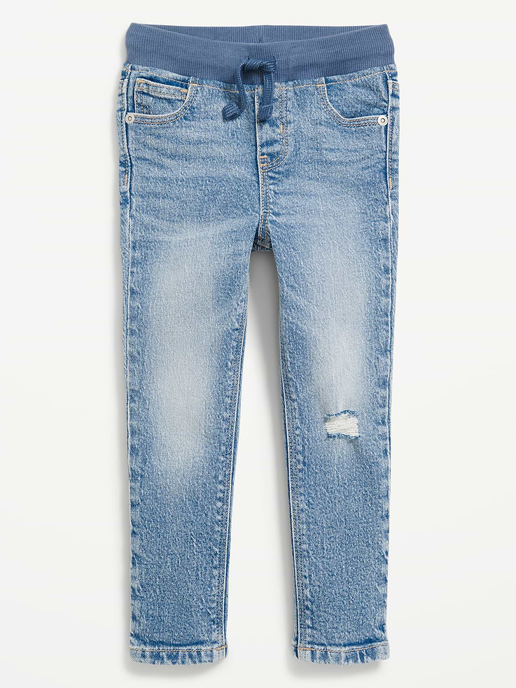Image 1 of 3, elasticized pull-on waist, functional drawstring, faux fly, scoop pockets and coin pocket in front, patch pockets in back, Product #802148