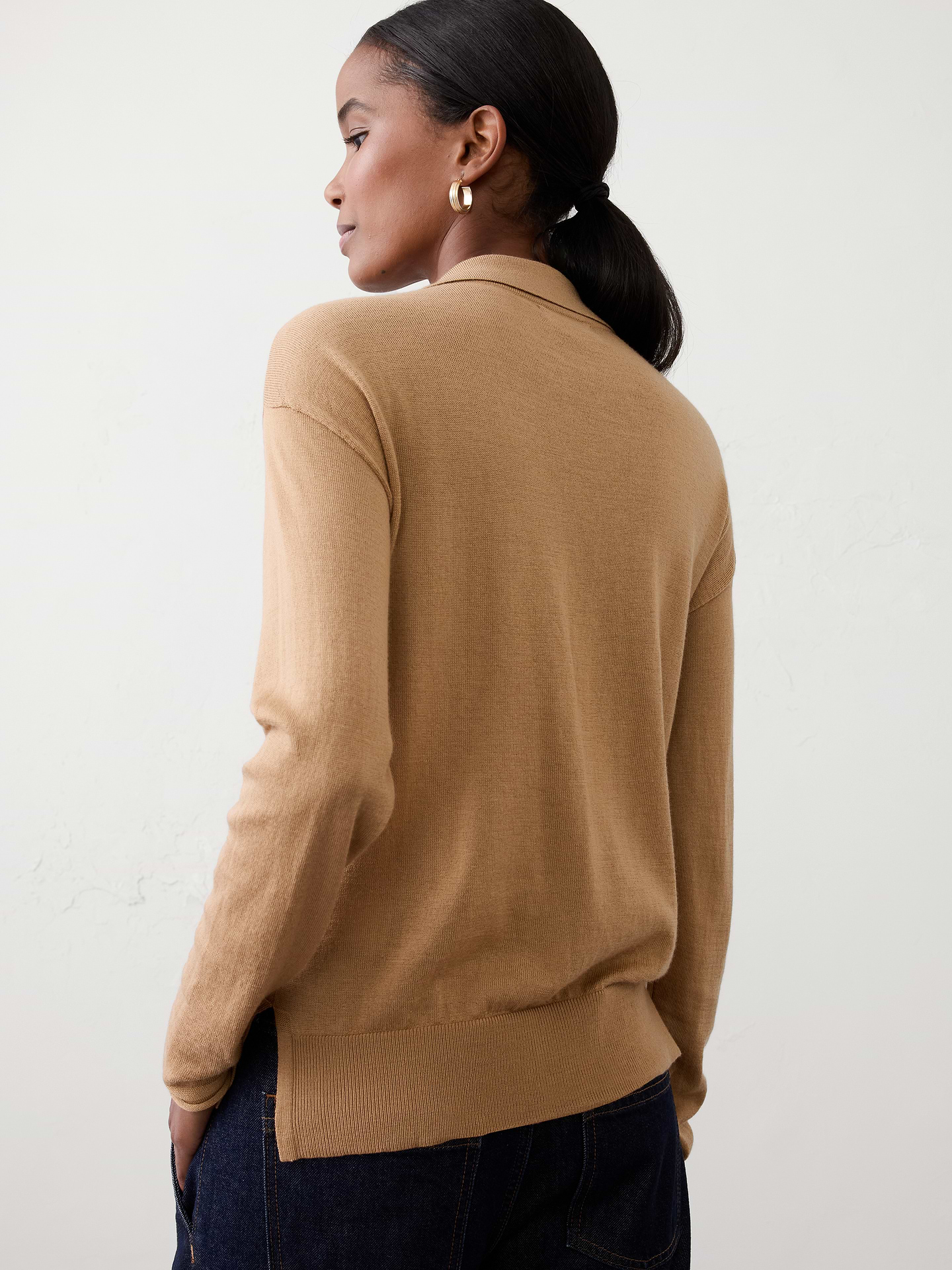 Image number 2 showing, Merino Wool Johnny-Collar Sweater
