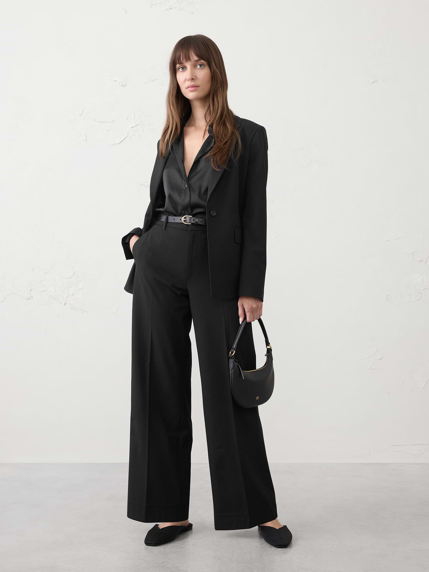 Image number 1 showing, Wide-Leg High-Rise Sculpted Trouser