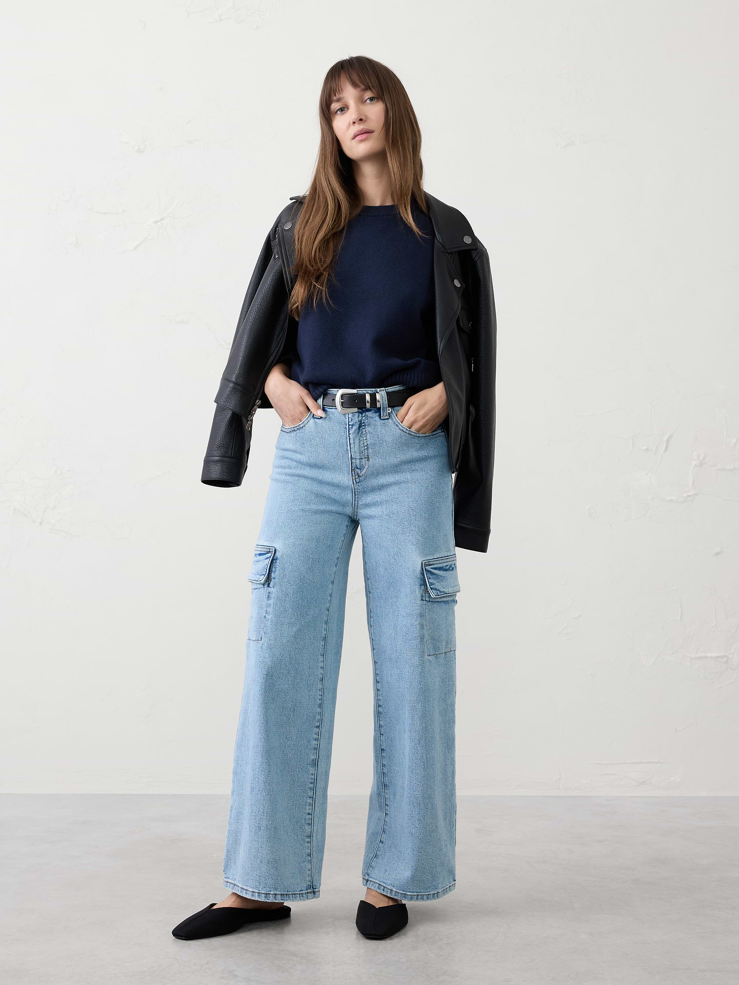 Image number 1 showing, Straight High-Rise Cargo Jean