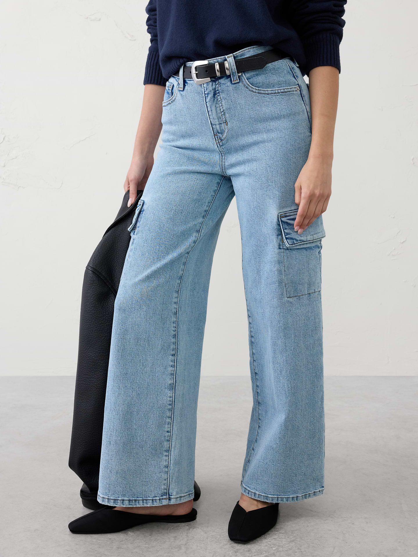Image number 3 showing, Straight High-Rise Cargo Jean