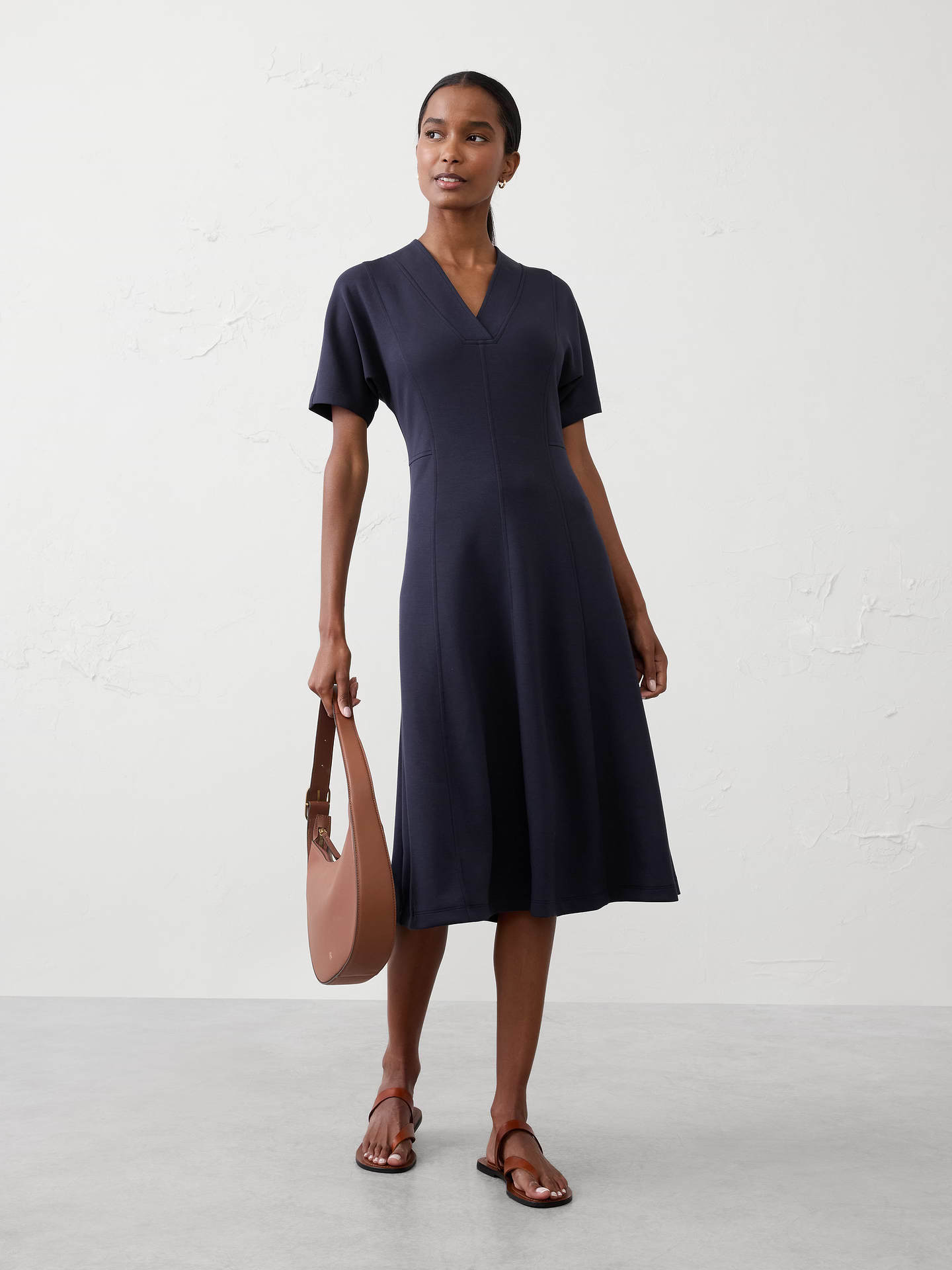 Image number 1 showing, Soft Touch V-Neck Midi Dress