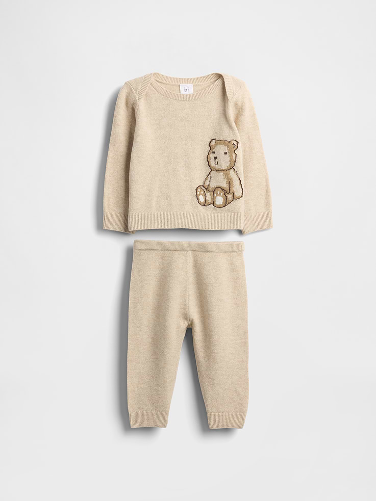 L'image numéro 1 présente Ensemble avec chandail à ourson Brannan en tricot Effet cachemire pour Bébé