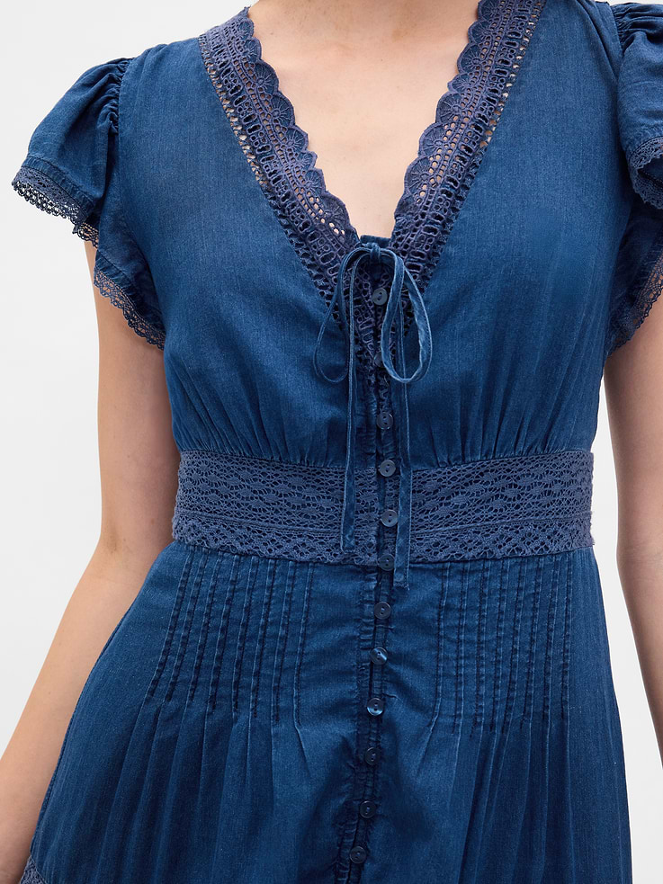 Image number 4 showing, Lace-Trim Midi Dress