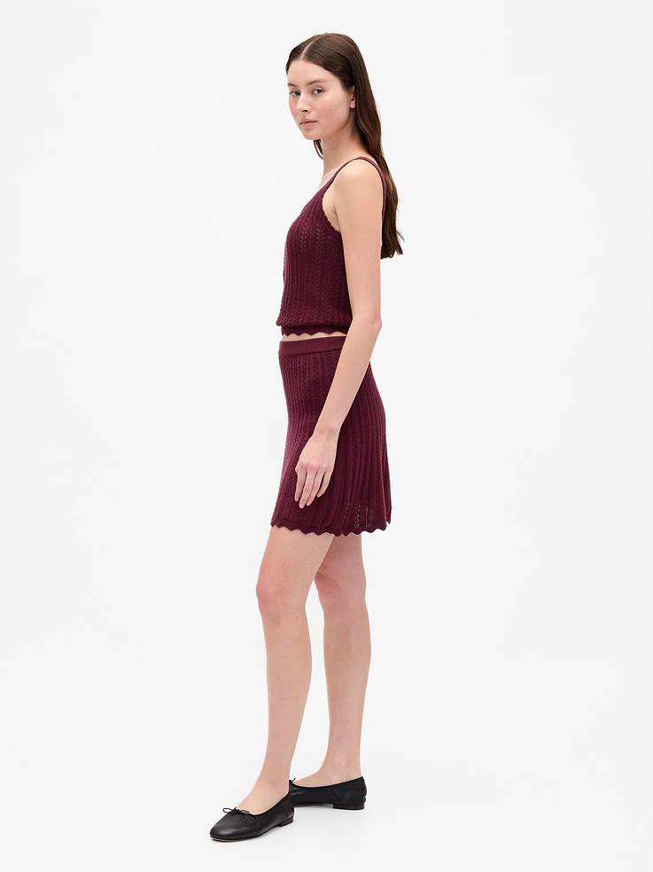 Image number 3 showing, 100% Cotton Pointelle Mini Skirt