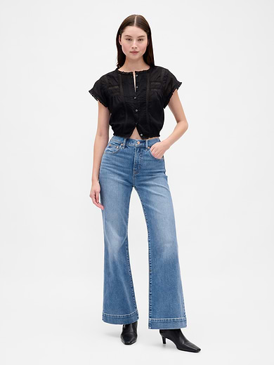Image number 1 showing, High Rise Relaxed Flare Jeans