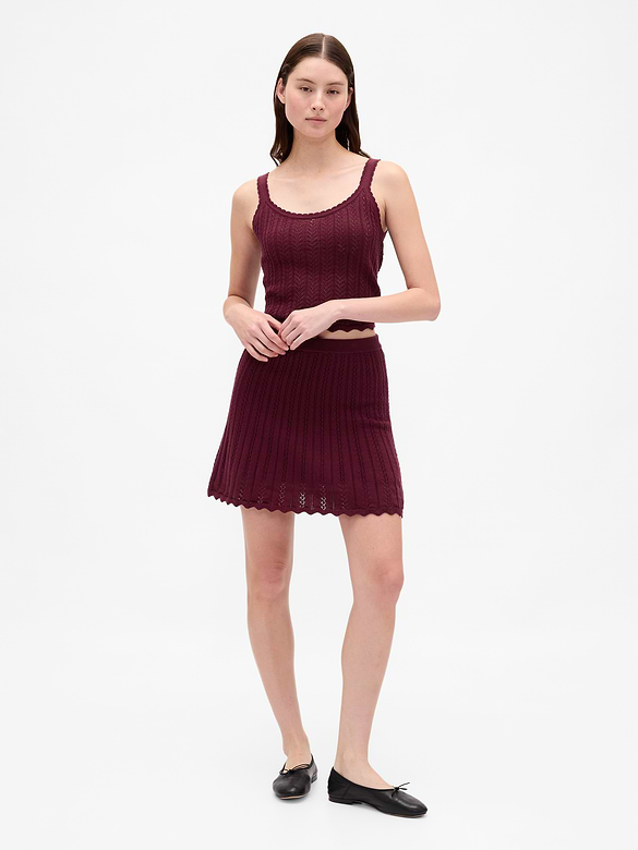 100% Cotton Pointelle Mini Skirt