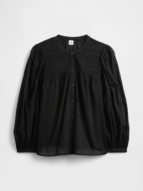Relaxed Puff Sleeve Lace Top