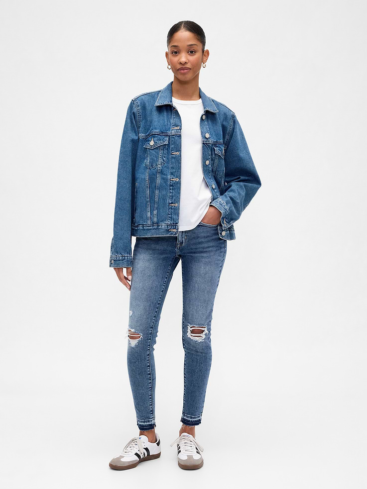 Image number 1 showing, Mid Rise Destructed Universal Skinny Jeans