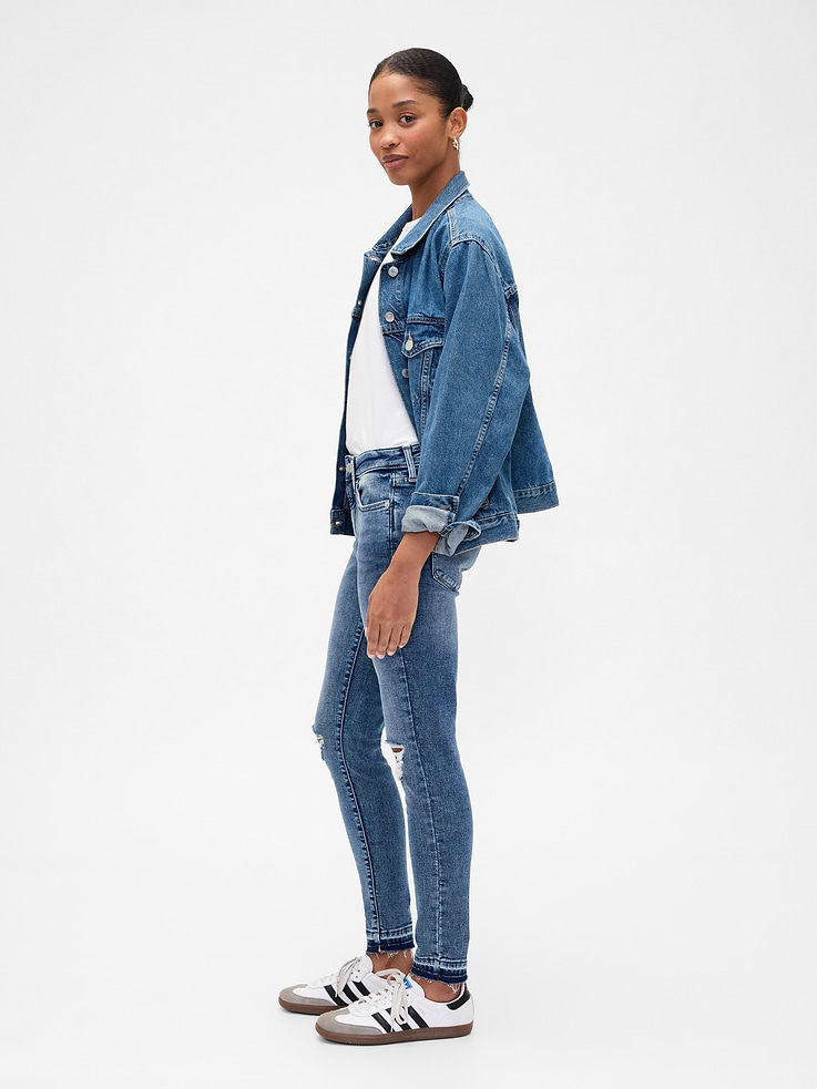 Image number 3 showing, Mid Rise Destructed Universal Skinny Jeans
