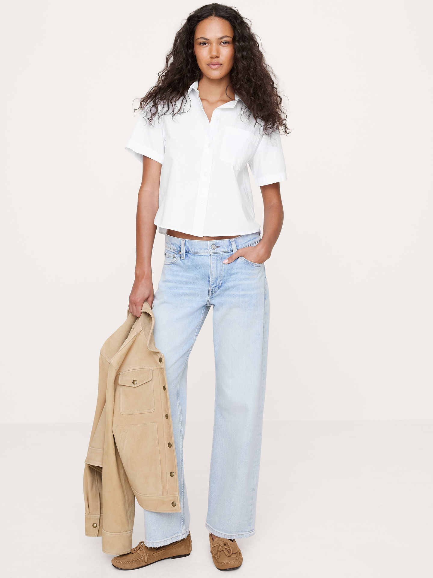 Image number 1 showing, Boxy Cotton Poplin Short-Sleeve Shirt