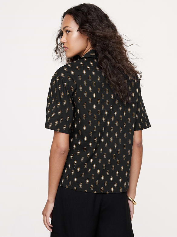 Cotton Popover Shirt with Tassel Tie