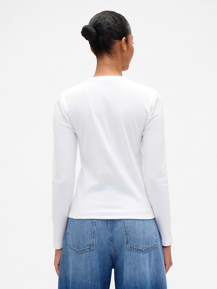 Image 2 of 5, Ribbed Button-Up Top