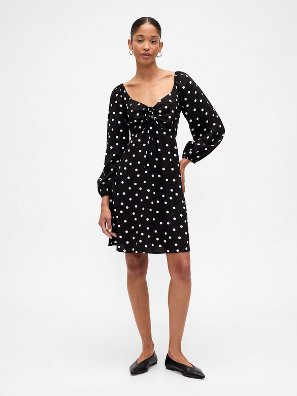 Smocked Print Mini Dress