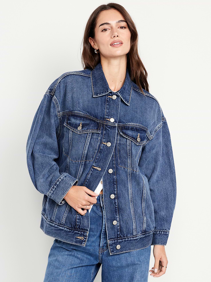 Image number 1 showing, Oversized Jean Trucker Jacket