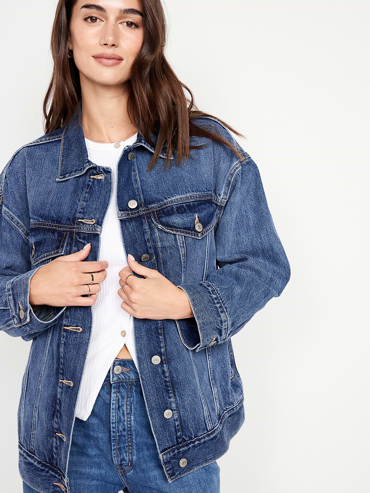 Image number 4 showing, Oversized Jean Trucker Jacket