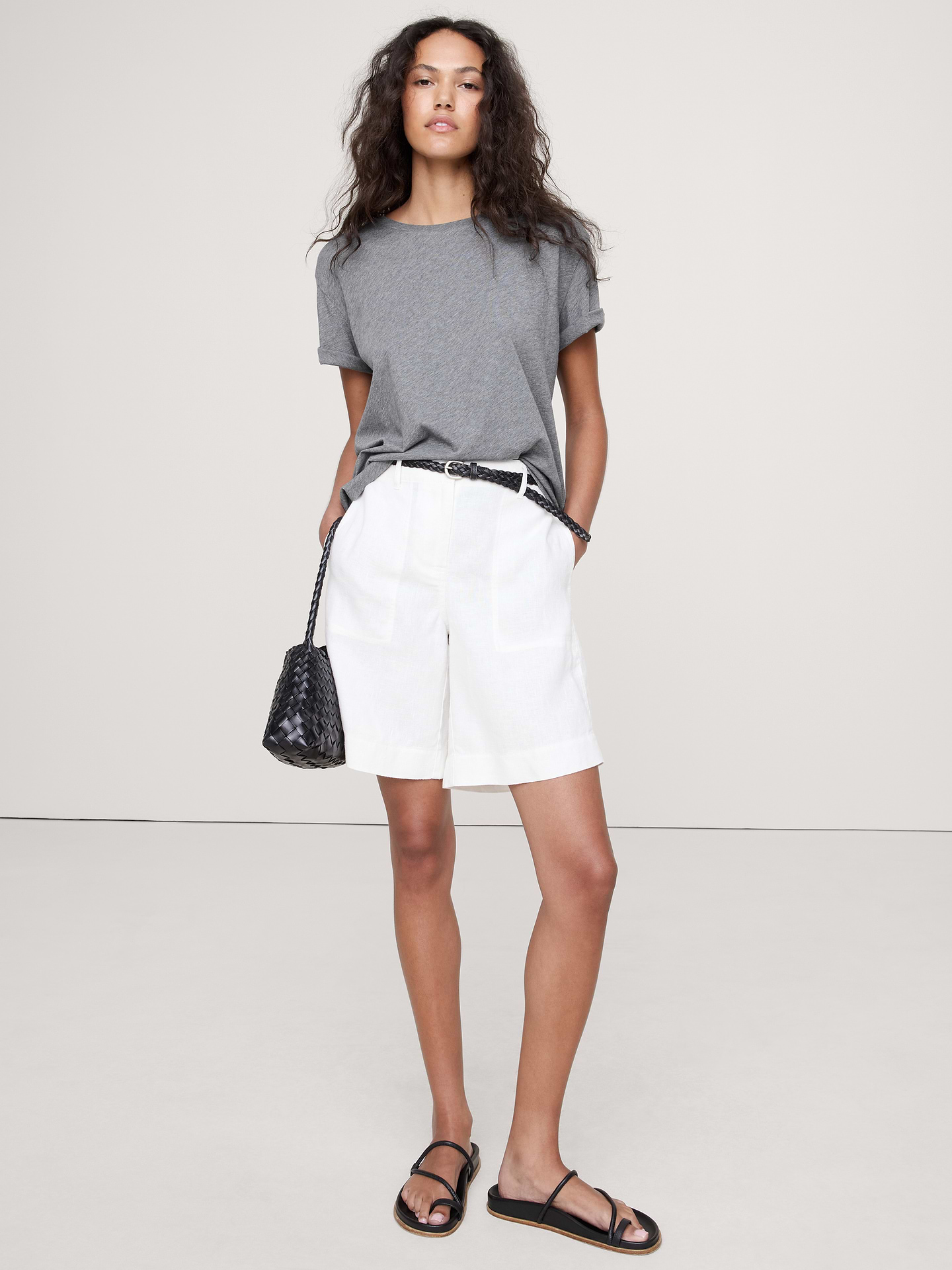 Image 1 of 1, One of our most luxurious tees yet, this one is cut for an oversized fit in our cotton-silk jersey (so it's ultra-soft and drapey)., Oversized fit: Extra room through chest, shoulders, and waist. Dropped shoulder seams., Crew neck., Straight hem., *White is semi-sheer., Product #828898