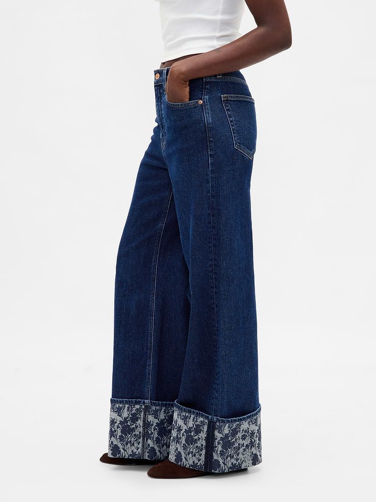L'image numéro 3 présente Jean sportif à jambe large à taille haute