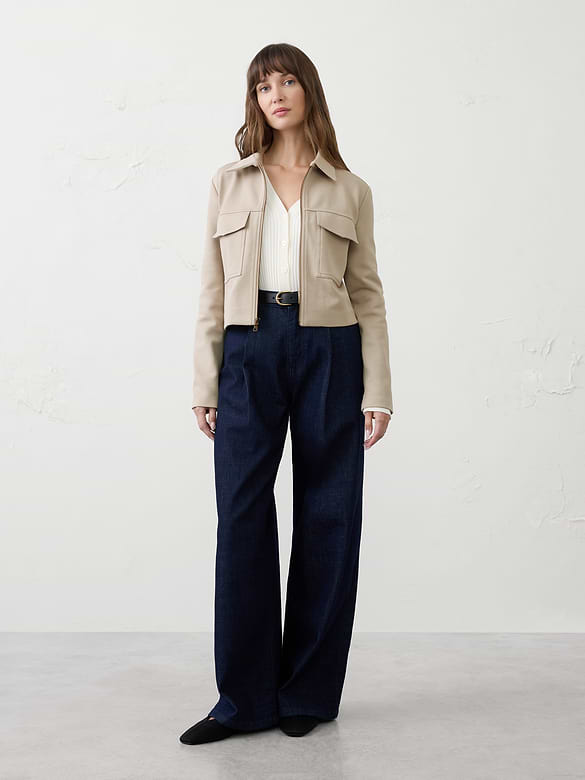 Knit Twill Cropped Jacket