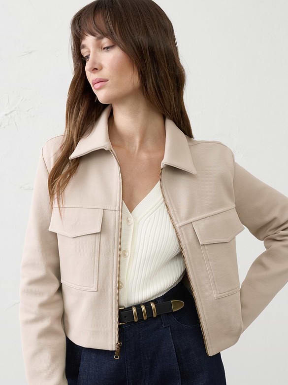 Knit Twill Cropped Jacket