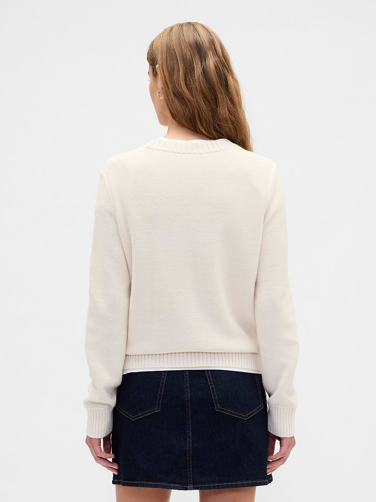 Image 2 of 5, Cable-Knit Crewneck Sweater