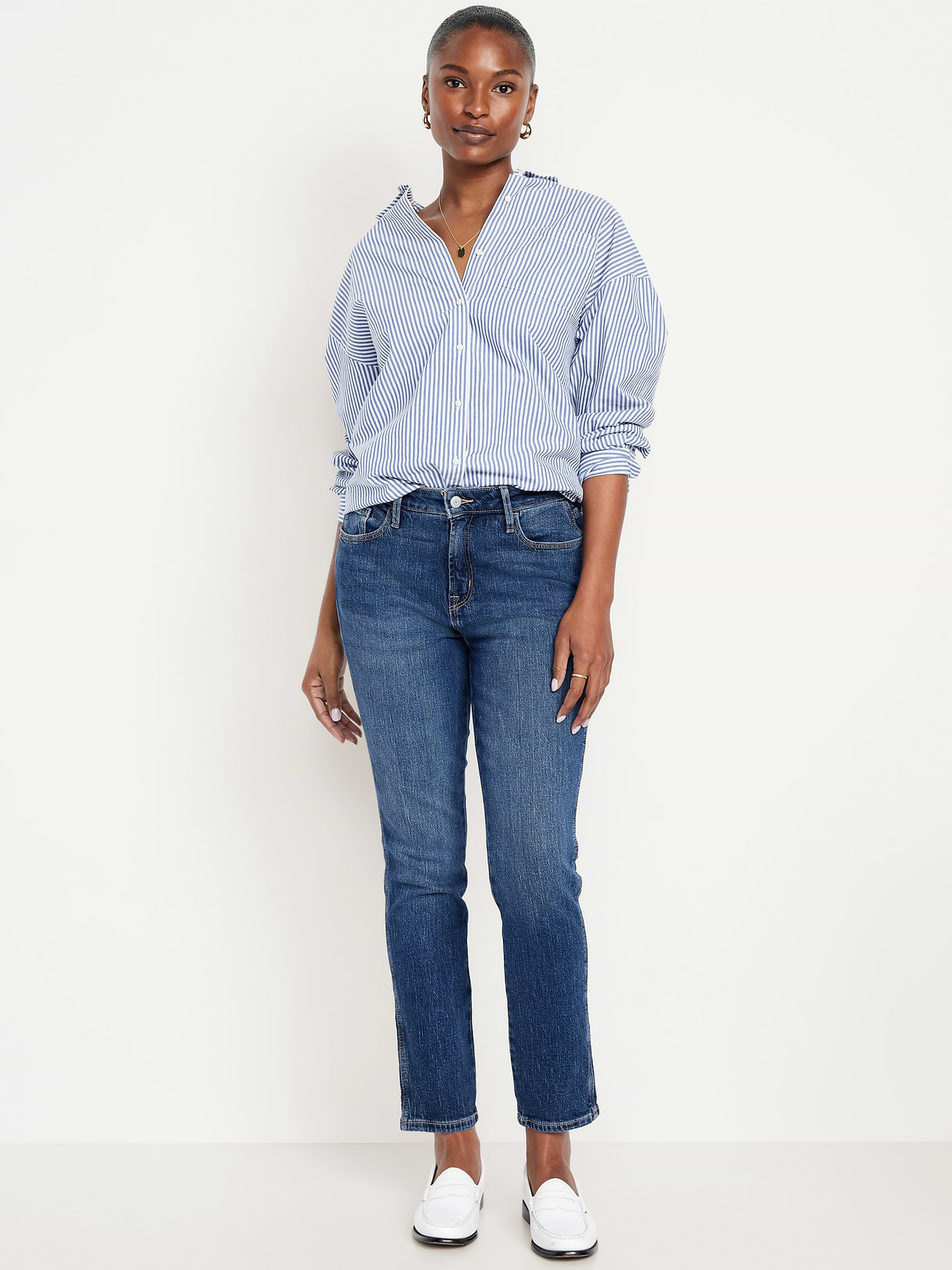 Curvy High-Waisted Vintage Slim Jeans - Dark Indigo by Old Navy