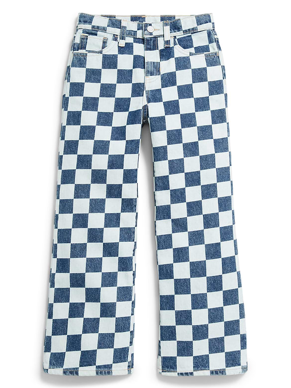 Jean coupe généreuse jambe large à motif pour fille
