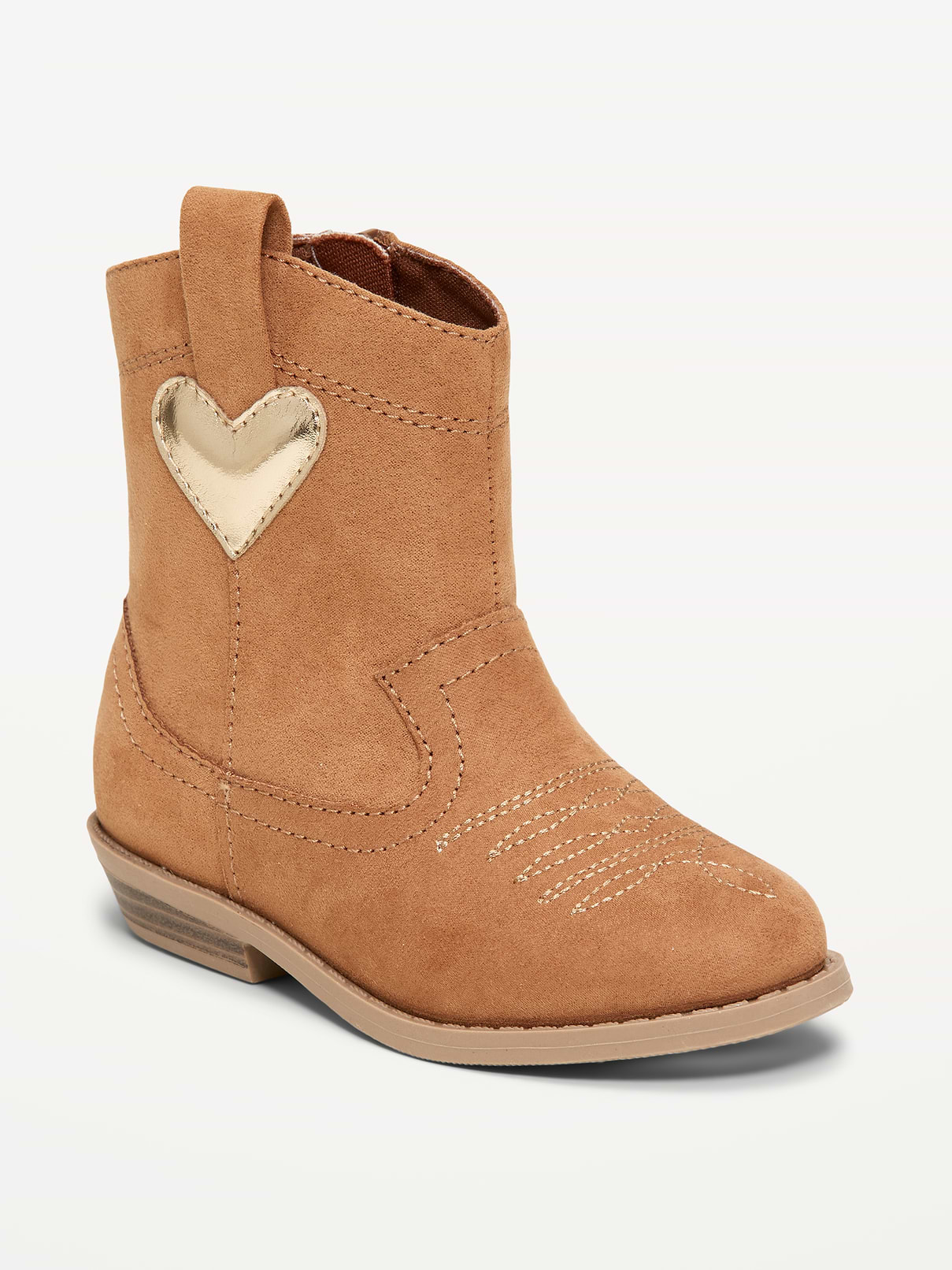 Image number 1 showing, Faux-Suede Side-Zip Western Boots for Toddler Girls