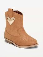 Image number 1 showing, Faux-Suede Side-Zip Western Boots for Toddler Girls
