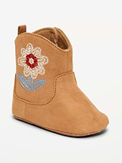 Image number 1 showing, Faux-Suede Embroidered Western Booties for Baby