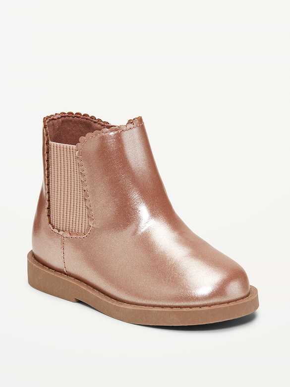 Shiny Faux-Leather Chelsea Boots for Toddler Girls