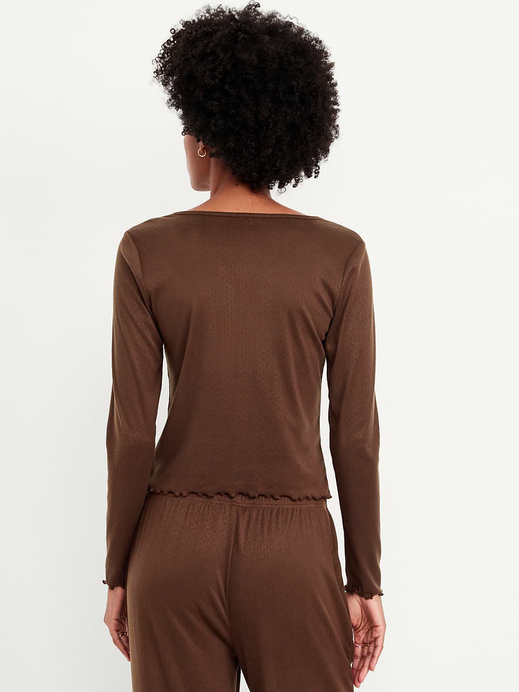 Image number 2 showing, Cozy Lettuce-Edge Pajama Top