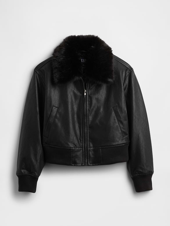 Vegan Leather Bomber Jacket