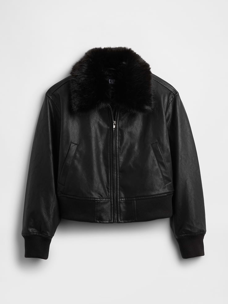 Image number 5 showing, Vegan Leather Bomber Jacket
