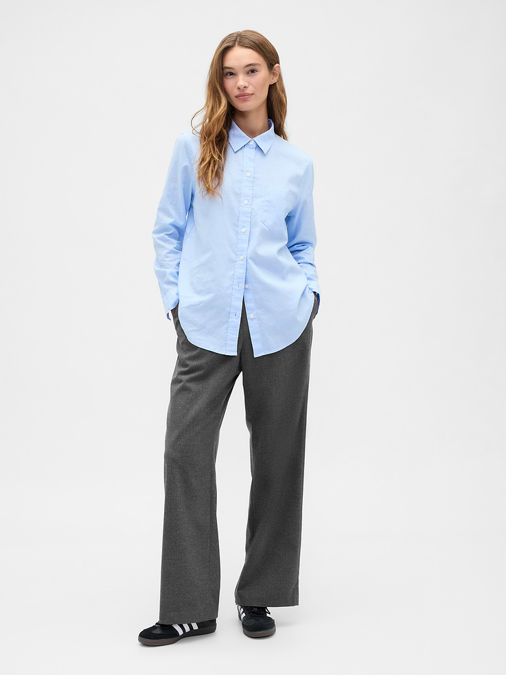 Image number 1 showing, Recycled Mid Rise Easy Wide-Leg Pants