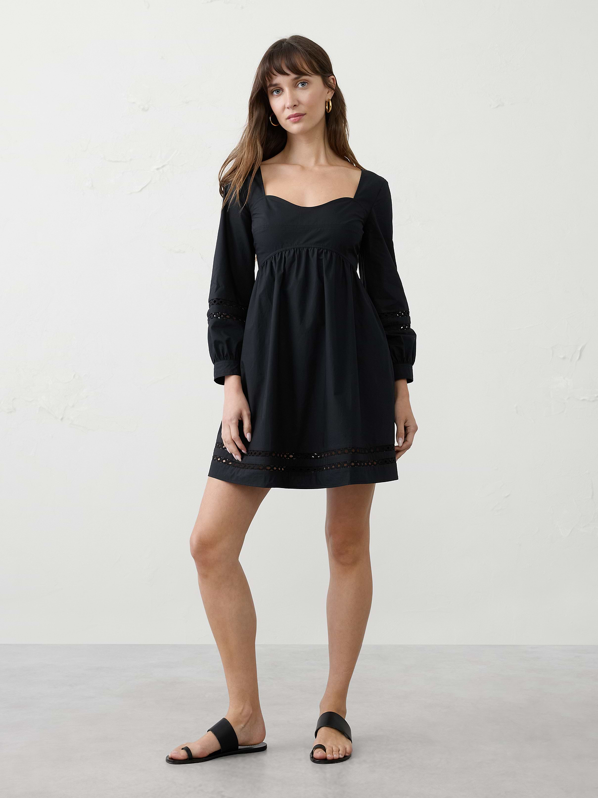 banana republic black eyelet dress Gathered-Waist Mini Made exclusively for Banana Replen WEST HOLLYWOOD, CA - Color Code:1