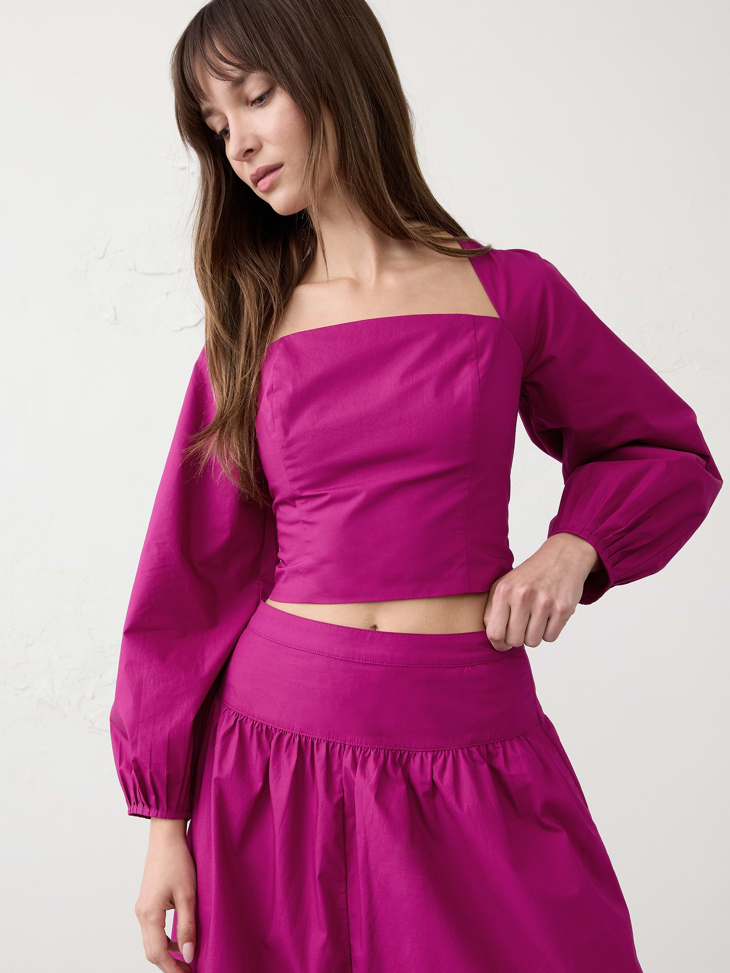 Image number 1 showing, Poplin Square-Neck Top