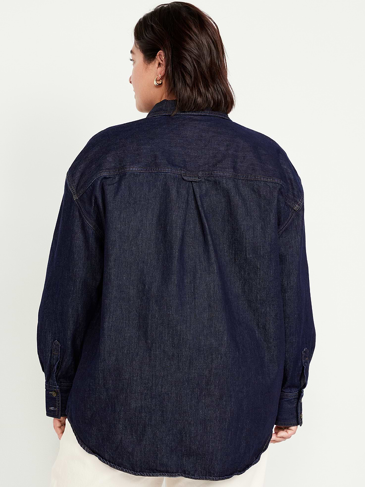 Image number 8 showing, Oversized Boyfriend Button-Down Jean Shirt