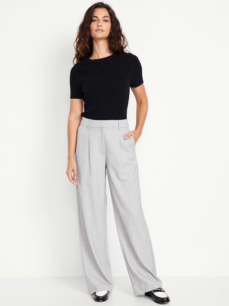 Image number 1 showing, Extra High-Waisted Taylor Wide-Leg Trouser Pants