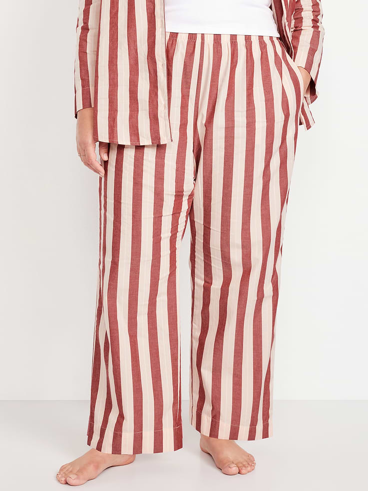 Image number 7 showing, High-Waisted Poplin Pajama Pant