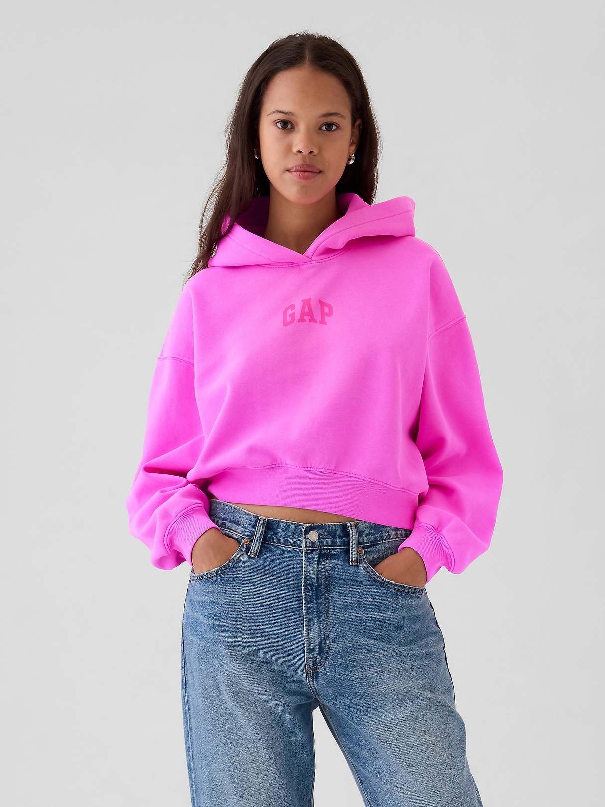 VintageSoft Crop Logo Hoodie | Gap