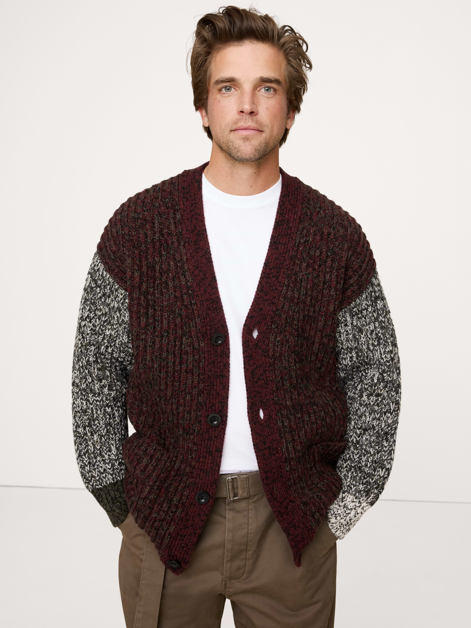 Colorblock Italian Merino-Blend Cardigan | Banana Republic