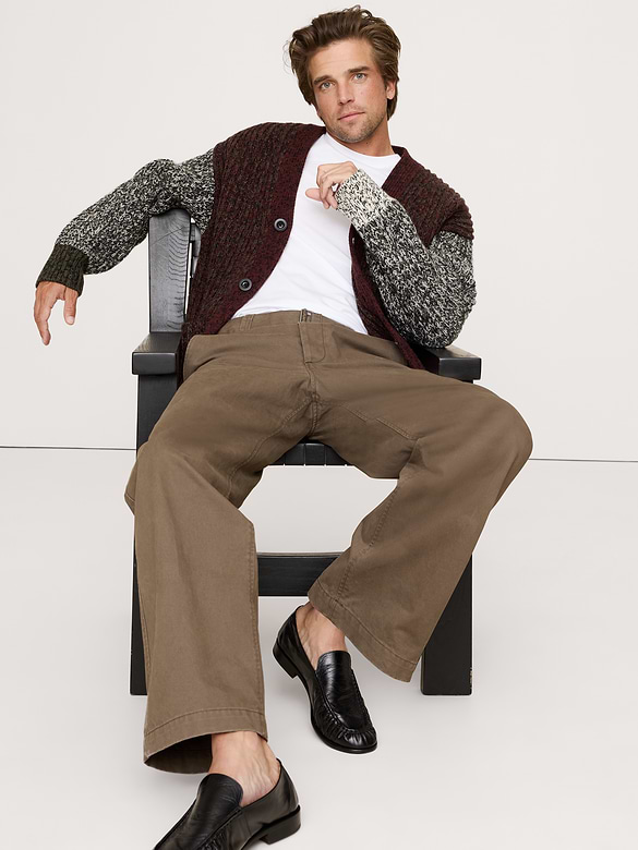 Colorblock Italian Merino-Blend Cardigan
