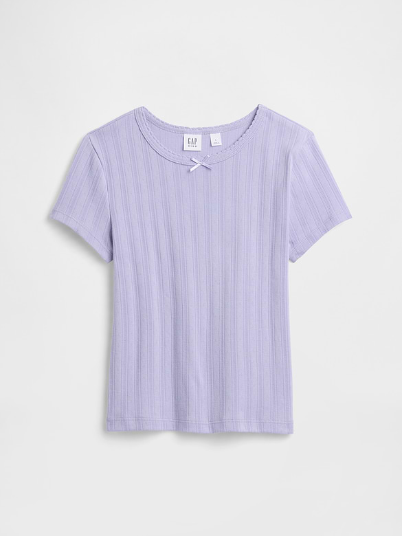 Kids Ribbed Pointelle Crewneck T-Shirt