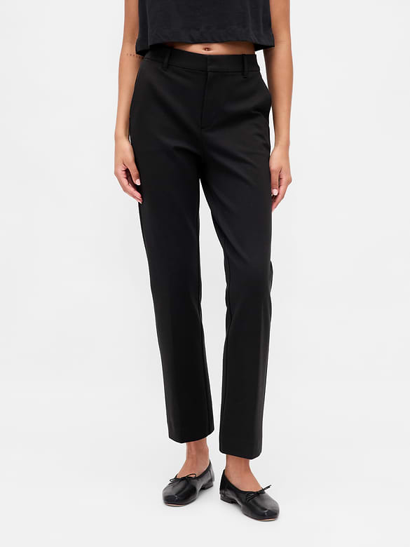 High Rise Double Knit Slim Crop Pants