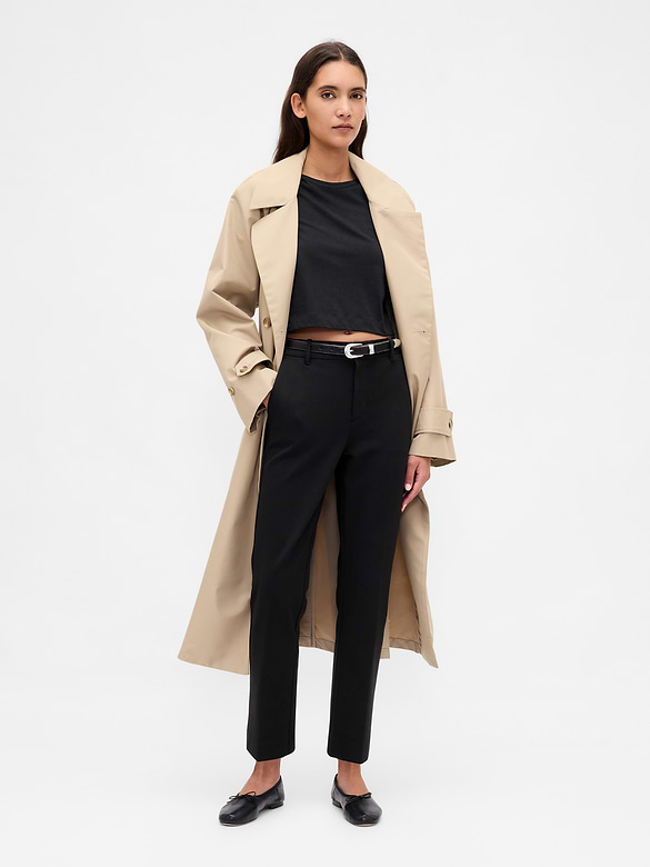 High Rise Double Knit Slim Crop Pants